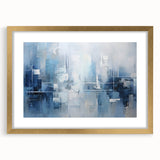 Abstract strokes wall art framed with a gold mat, showcasing vibrant colors and dynamic patterns, ideal for modern home decor and artistic interiors.