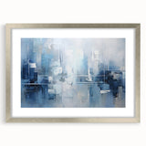 Abstract strokes wall art framed in silver with a mat, showcasing vibrant colors and dynamic patterns, ideal for modern home decor and artistic spaces.