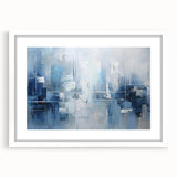 Abstract strokes wall art print framed with a white mat, showcasing vibrant colors and dynamic brushwork, perfect for modern home decor accents.