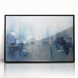 Framed acrylic wall art featuring an abstract design with bold black strokes on a white background, ideal for modern home decor. Perfect for enhancing contemporary interiors.