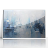 Framed abstract strokes wall art in white and acrylic, showcasing a modern design with fluid lines and dynamic colors, perfect for contemporary decor.