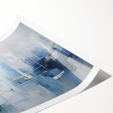 Abstract wall art print featuring vibrant, colorful strokes in shades of blue, orange, and pink, ideal for modern home decor, rolled and ready for framing.