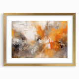 Abstract strokes wall art in a gold frame with mat, showcasing a vibrant color palette of teal, pink, and gold, perfect for modern home decor.