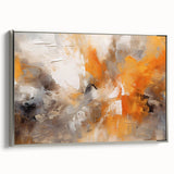 Framed abstract strokes wall art in silver hues, showcasing dynamic brushwork and modern design, perfect for contemporary home decor.