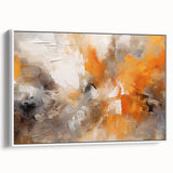 Abstract strokes wall art in a sleek black frame, showcasing soft pastel colors against a white background, perfect for modern home décor. Side view highlights the depth and texture of the canvas print, ideal for enhancing living spaces.