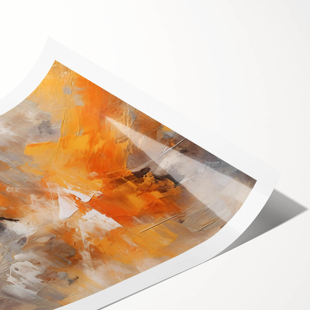 Abstract wall art print showcasing colorful strokes in vibrant blues, yellows, and reds, rolled and ready for framing to enhance modern home decor aesthetics.