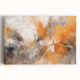 Abstract wall art on stretched canvas showcasing vibrant strokes in shades of blue, orange, and yellow, perfect for modern home decor. Ideal for adding a pop of color to any room.