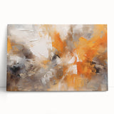 Abstract strokes wall art on stretched canvas, featuring vibrant colors like blue and gold, leaning against a neutral wall for a modern decor touch.