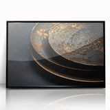 Large abstract wall art featuring swirling gray and black patterns on an acrylic print, ideal for modern living room decor.