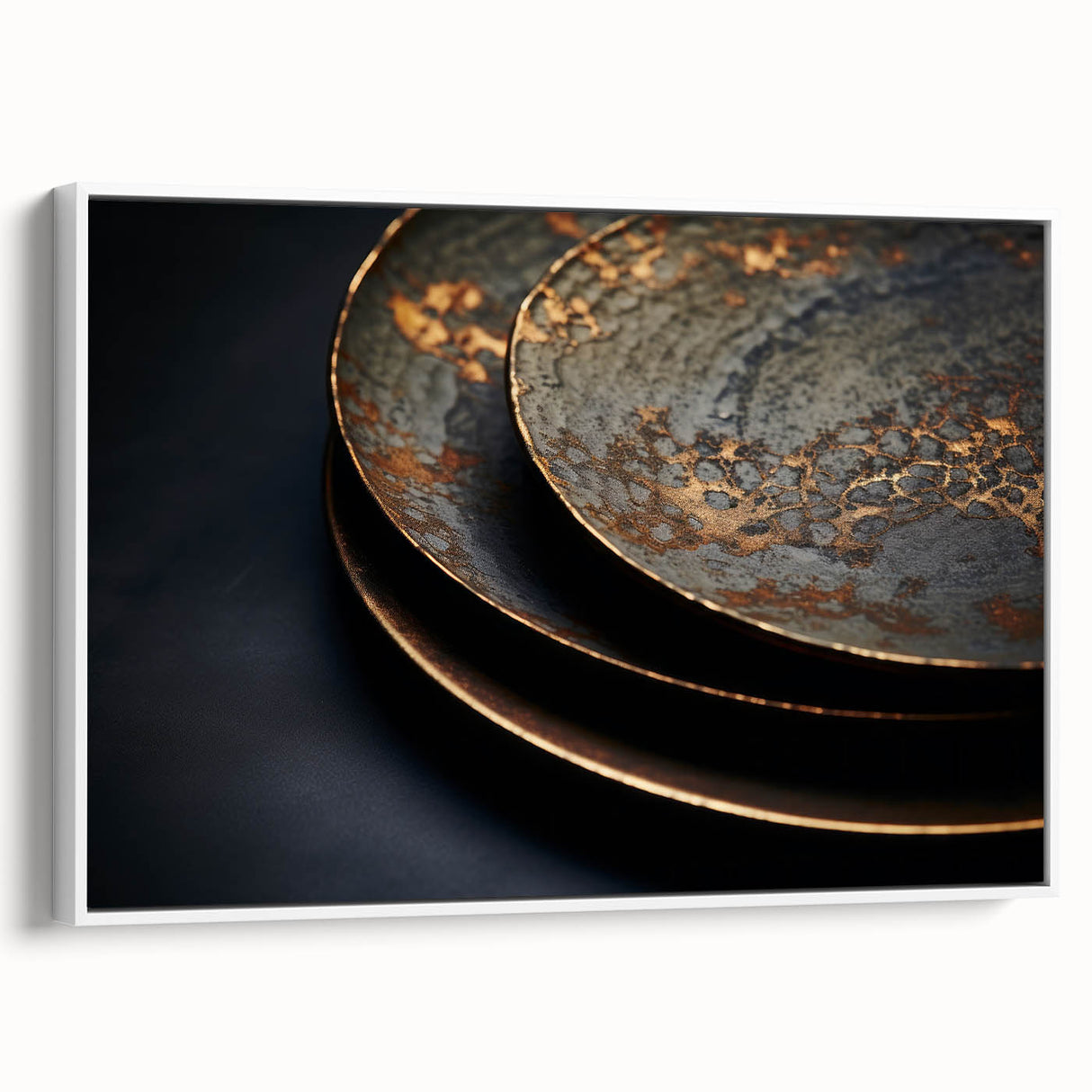 Vintage poster art of colorful cookware on extra large framed canvas, ideal for living room decor.