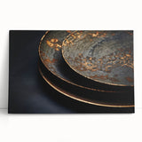Large black and white stretched canvas of assorted cookware, ideal for kitchen wall art.