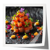 Extra large floral art on glossy canvas, featuring vibrant multicolored blooms, ideal for dining room or bathroom wall decor.