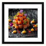 Extra large abstract art print featuring textured, colorful swirls on a black framed canvas, ideal for living room decor.