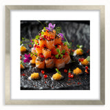 Textured abstract art print in silver frame, featuring chaotic black and white strokes, ideal for modern bedroom ambiance.