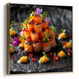 Framed canvas depicting vintage-inspired landscape with black, silver, and gold tones, ideal for bedroom wall art.