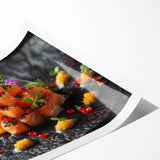 Extra large rolled print featuring line art flowers in black on white, ideal for large living room wall art.