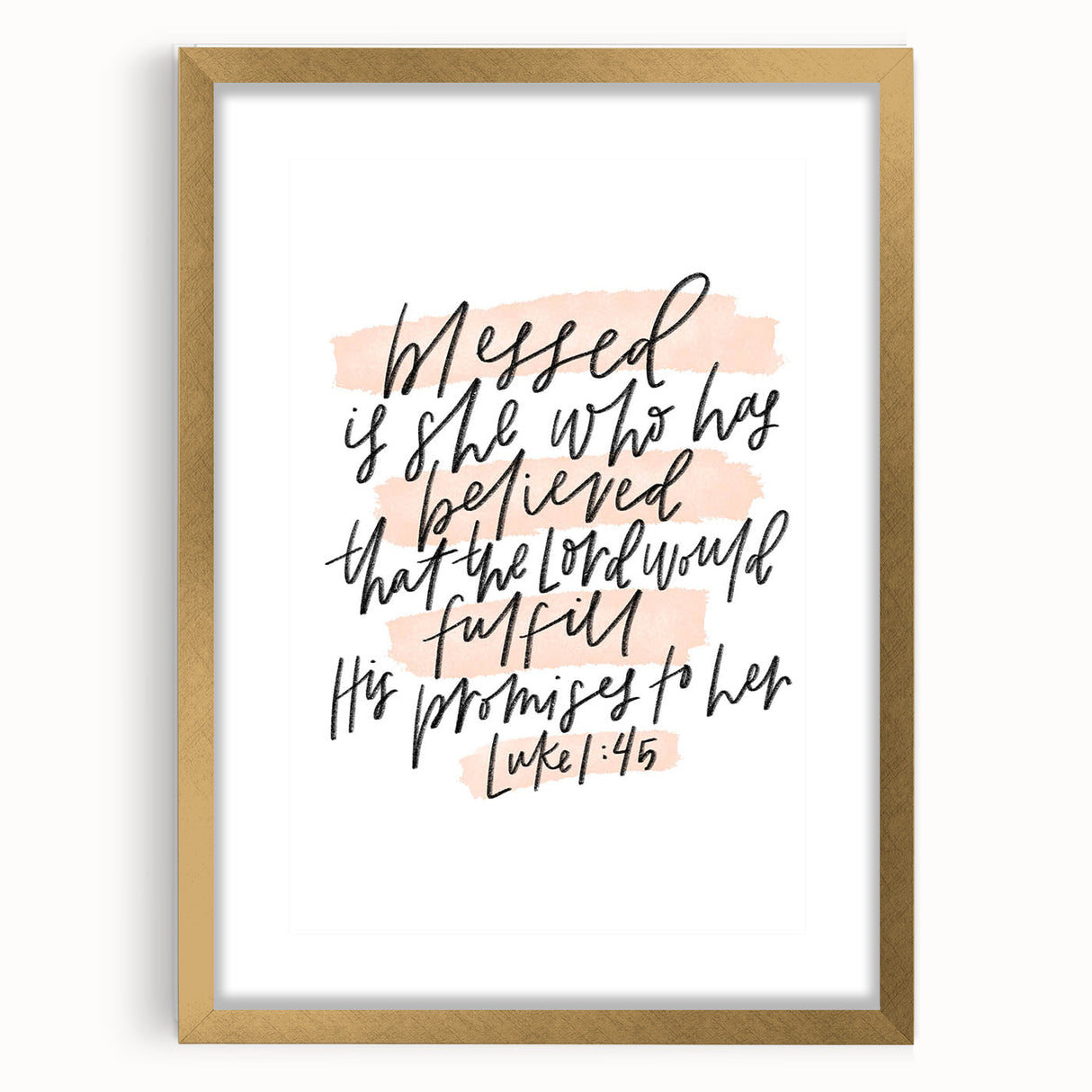 Inspirational Typography Art - Luke 1:45 "Blessed" Canvas Print