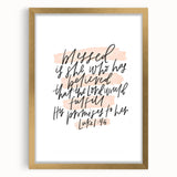 Inspirational Typography Art - Luke 1:45 "Blessed" Canvas Print
