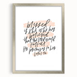 Inspirational Typography Art - Luke 1:45 "Blessed" Canvas Print