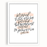 Inspirational Typography Art - Luke 1:45 "Blessed" Canvas Print