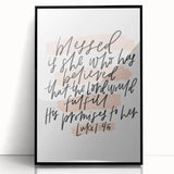 Inspirational Typography Art - Luke 1:45 "Blessed" Canvas Print