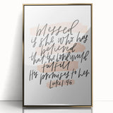 Inspirational Typography Art - Luke 1:45 "Blessed" Canvas Print