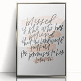 Inspirational Typography Art - Luke 1:45 "Blessed" Canvas Print