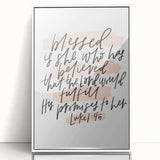 Inspirational Typography Art - Luke 1:45 "Blessed" Canvas Print