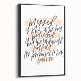 Inspirational Typography Art - Luke 1:45 "Blessed" Canvas Print