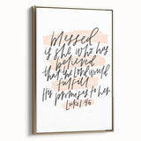 Inspirational Typography Art - Luke 1:45 "Blessed" Canvas Print