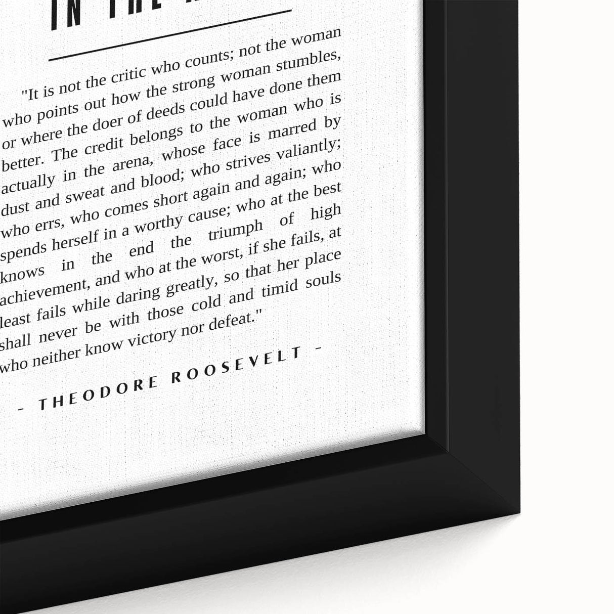 Inspirational Typography Art Print – The Woman in the Arena