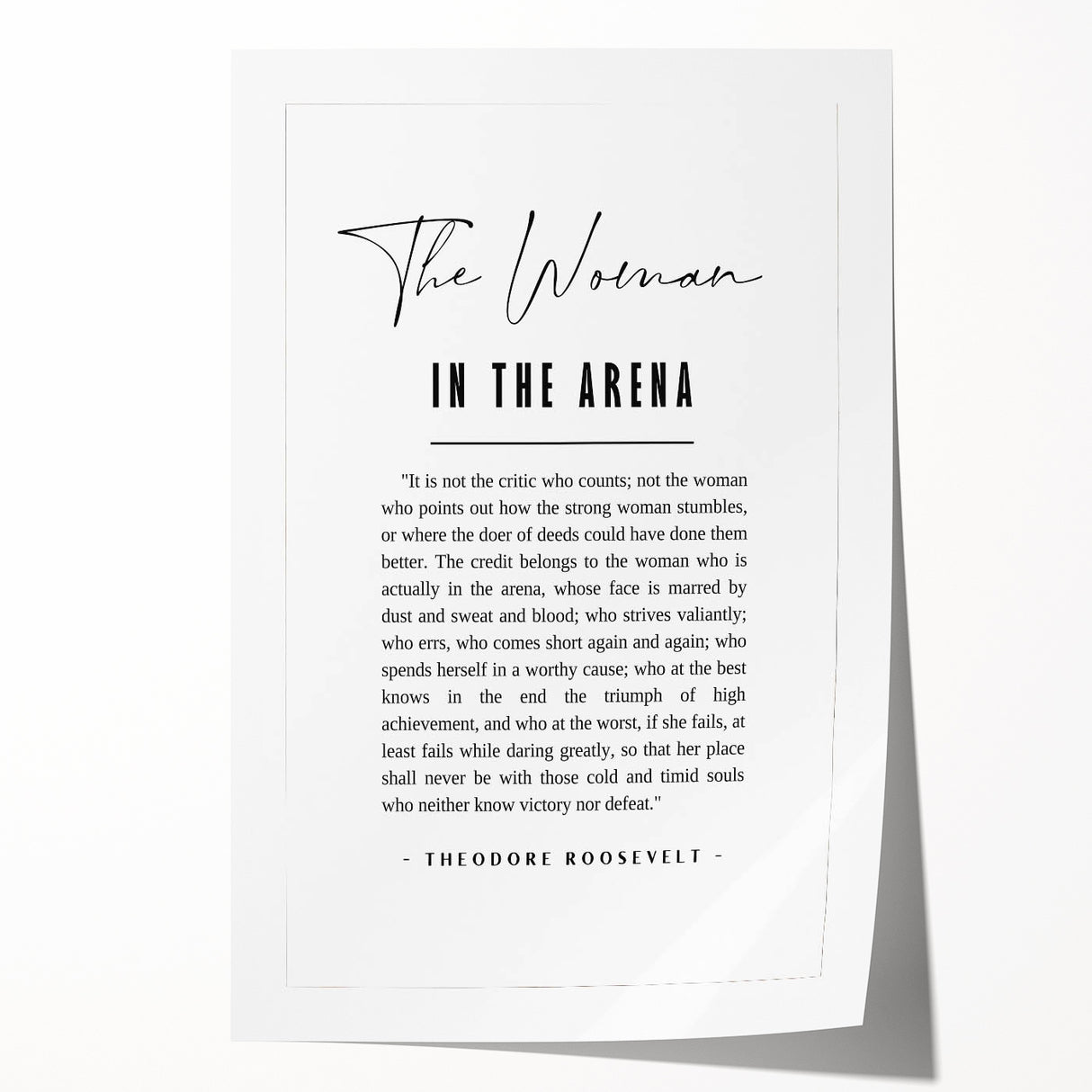 Inspirational Typography Art Print – The Woman in the Arena