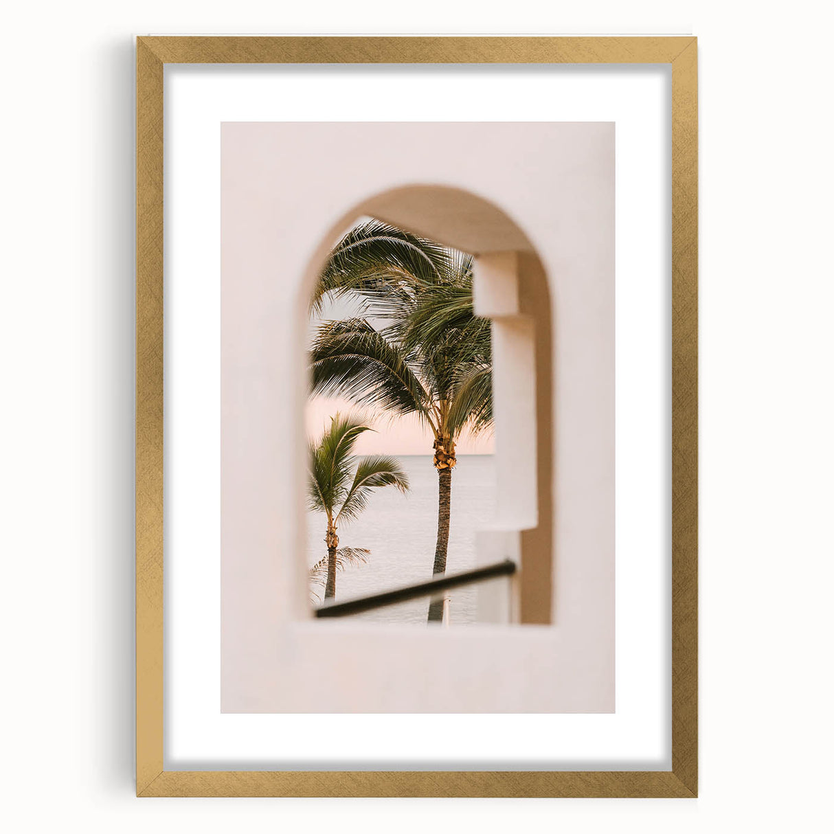 Coastal View Canvas - Palm Trees Framed Through Window Wall Art