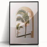 Coastal View Canvas - Palm Trees Framed Through Window Wall Art