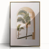 Coastal View Canvas - Palm Trees Framed Through Window Wall Art