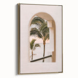 Coastal View Canvas - Palm Trees Framed Through Window Wall Art