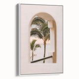 Coastal View Canvas - Palm Trees Framed Through Window Wall Art