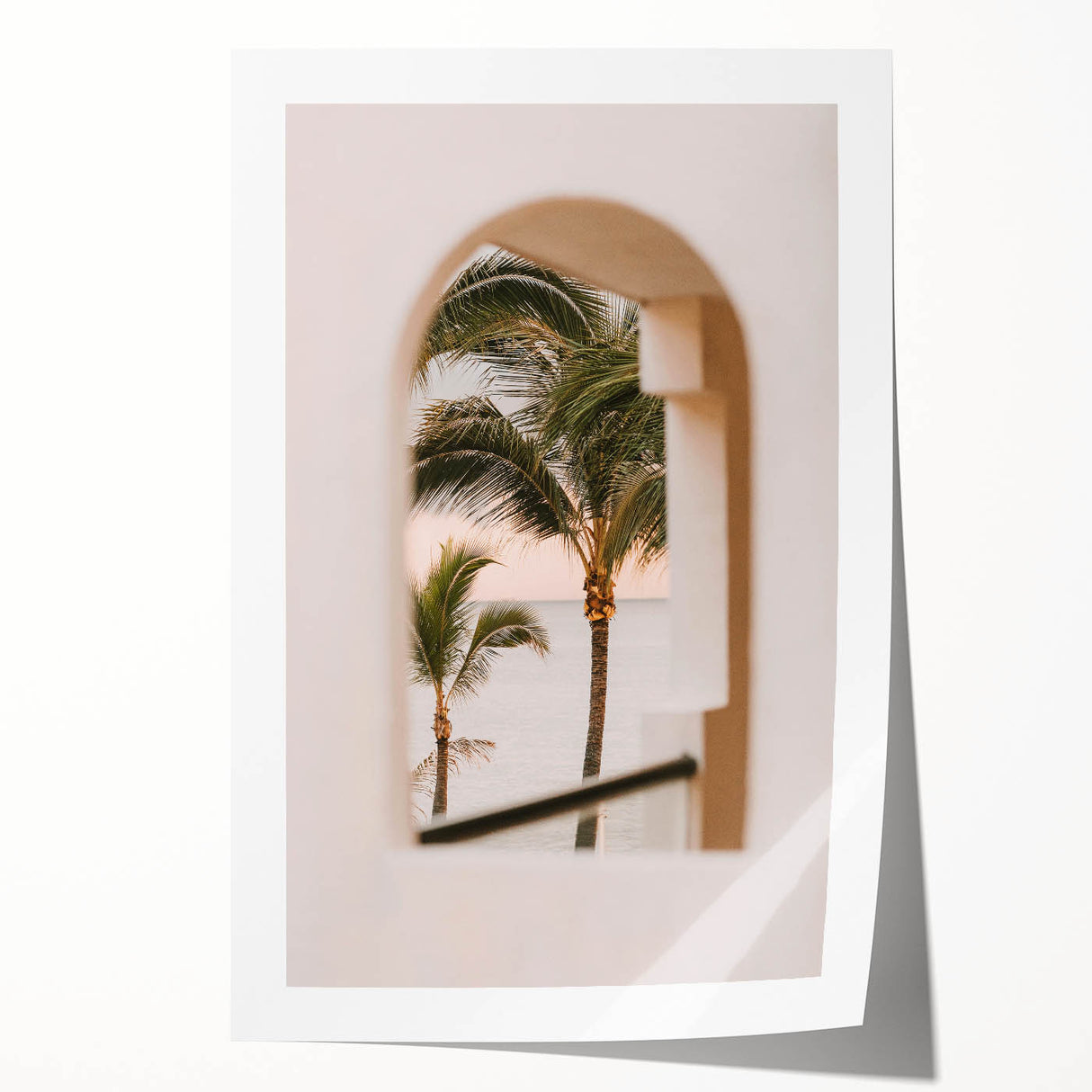 Coastal View Canvas - Palm Trees Framed Through Window Wall Art