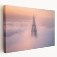 Stretched canvas artwork showcasing a picturesque landscape with a majestic castle, vibrant colors, and intricate detailing, ideal for home decor enthusiasts.