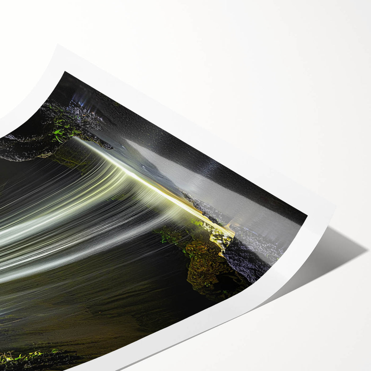 Stunning rolled print of a vibrant landscape featuring intricate cave designs, showcasing rich colors and textures, perfect for home decor enthusiasts.