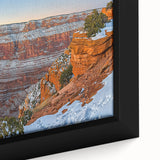 Framed canvas artwork showcasing a dramatic cliff landscape in vibrant colors, emphasizing intricate details and textures, perfect for enhancing modern home decor.