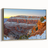 Framed canvas wall art showcasing a stunning landscape of cliffs in golden hues, perfect for adding elegance to home decor. Ideal for nature lovers and art enthusiasts.