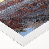 Stunning rolled canvas artwork depicting vibrant cliffs and landscapes, showcasing rich colors and details, ideal for modern home decor. Packaged securely in a cardboard tube for safe delivery.