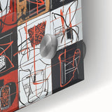 Bold Abstract Living Room Wall Art – Red, Black & White Canvas