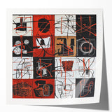 Bold Abstract Living Room Wall Art – Red, Black & White Canvas