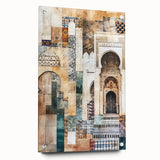 Abstract architectural wall art design displayed in a sleek acrylic frame, showcasing geometric patterns in vibrant colors, ideal for modern decor.