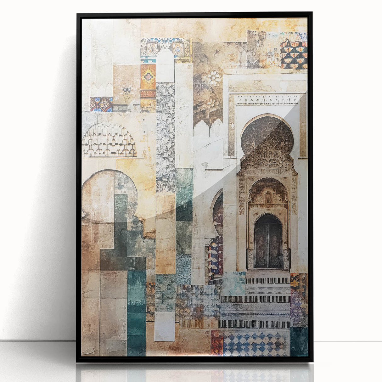 Framed abstract wall art showcasing a sleek black design inspired by modern architecture, displayed in a contemporary setting, perfect for adding sophistication to any room.
