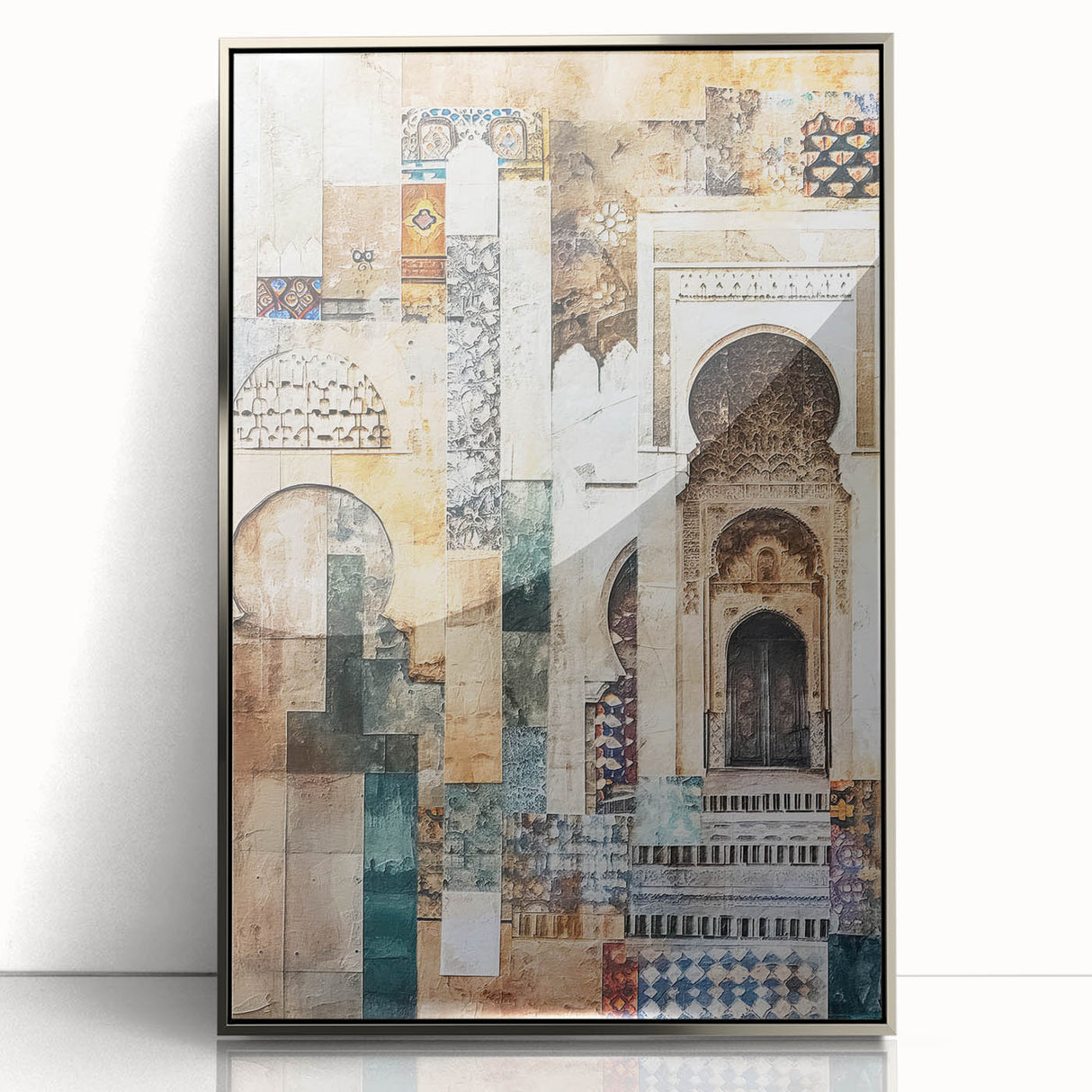 Framed acrylic wall art showcasing an abstract architectural design in silver tones, adding a modern touch to any living space, perfect for home decor enthusiasts.