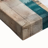 Close-up of a vibrant abstract architecture wall art design on stretched canvas, showcasing intricate geometric patterns in bold colors, ideal for modern home decor.