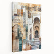 Abstract architectural wall art on stretched canvas showcasing geometric shapes and vibrant colors, ideal for modern home decor and artistic interiors.